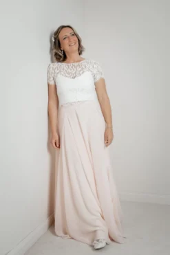 Langer Braut Rock aus Chiffon – Isla Rosé noni