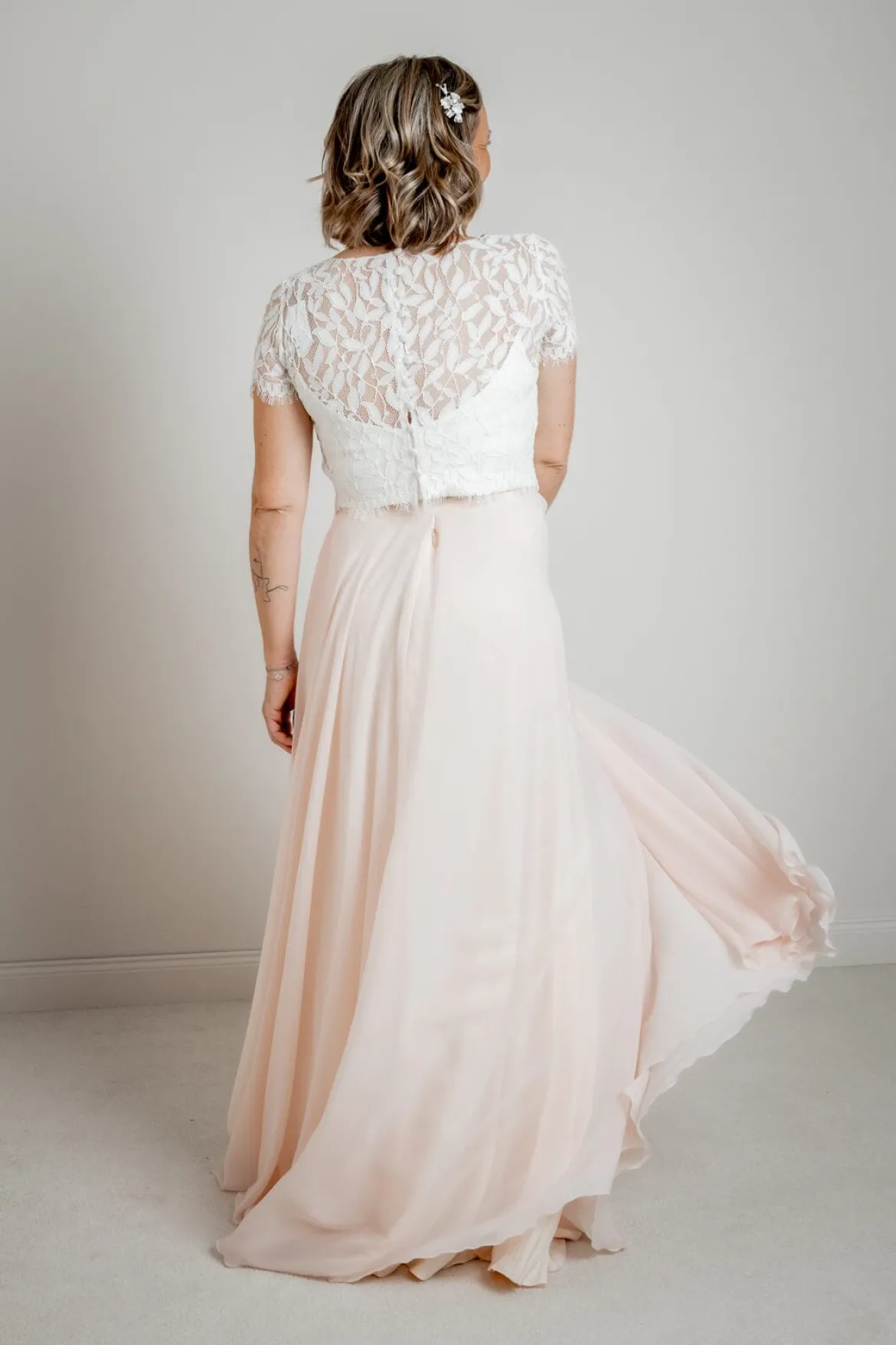 Langer Braut Rock aus Chiffon – Isla Rosé noni