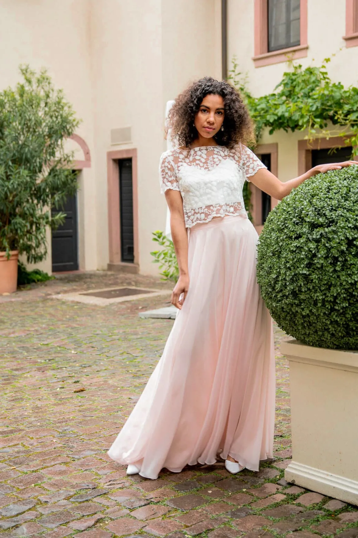 Langer Braut Rock aus Chiffon – Isla Rosé noni