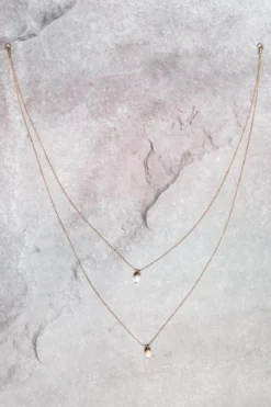 Lange, zweireihige Rückenkette mit Perlen, Brautschmuck