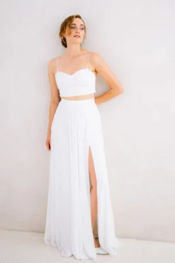 Maxi-Braut Rock in Ivory mit Beinschlitz – Jona noni