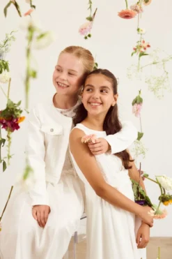 Mädchen-Jeansjacke in Ivory