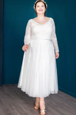 Midi-Softtüllrock in Ivory – Christy noni Curvy