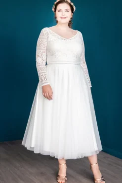Midi-Softtüllrock in Ivory – Christy noni Curvy