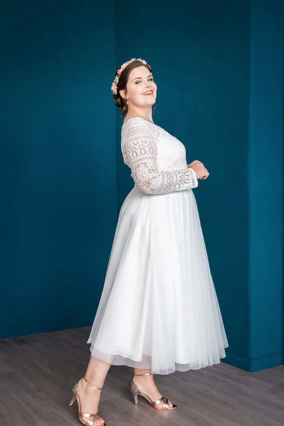 Midi-Softtüllrock in Ivory – Christy noni Curvy
