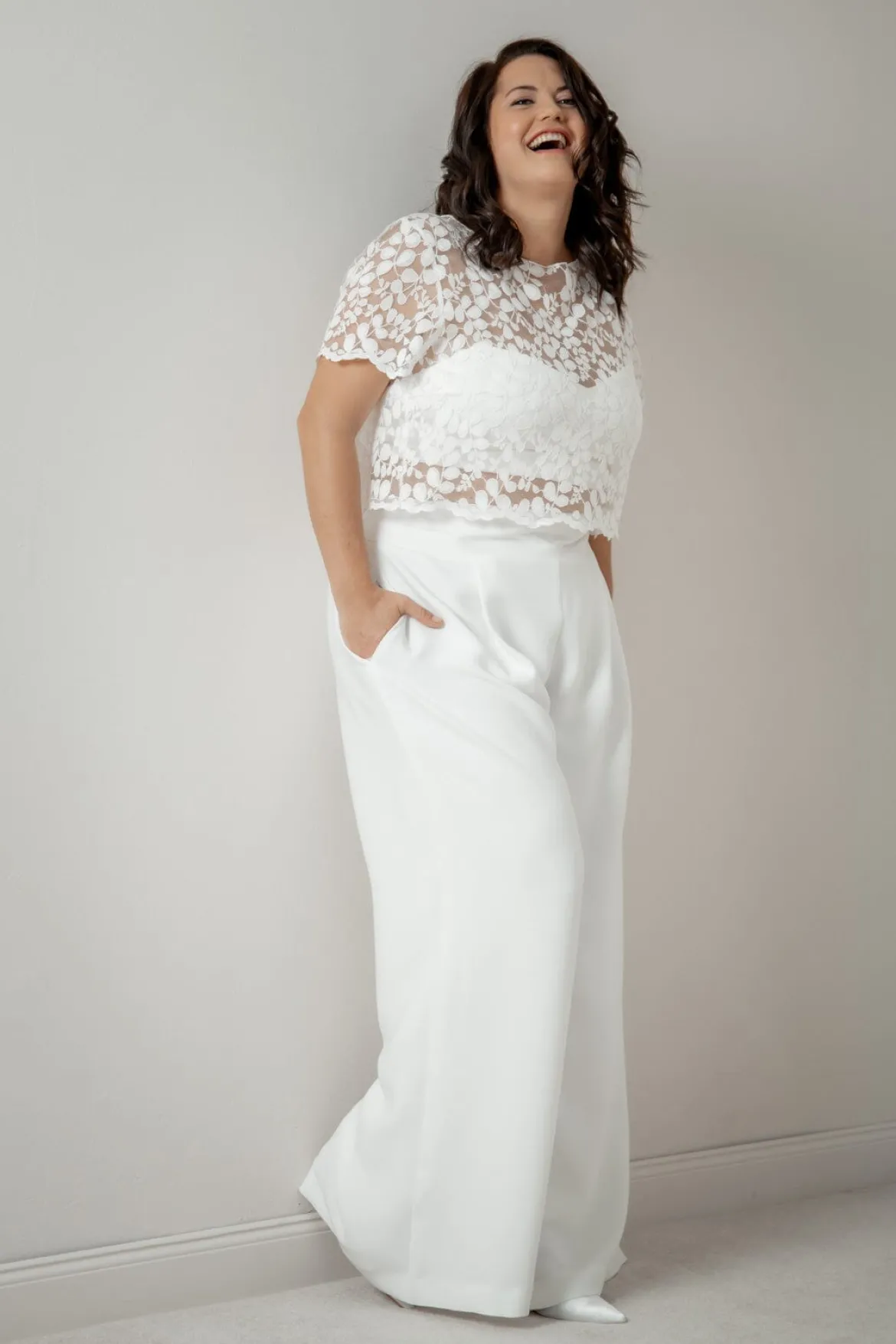 Plus Size Braut Hose mit weitem Bein – Zari noni Curvy