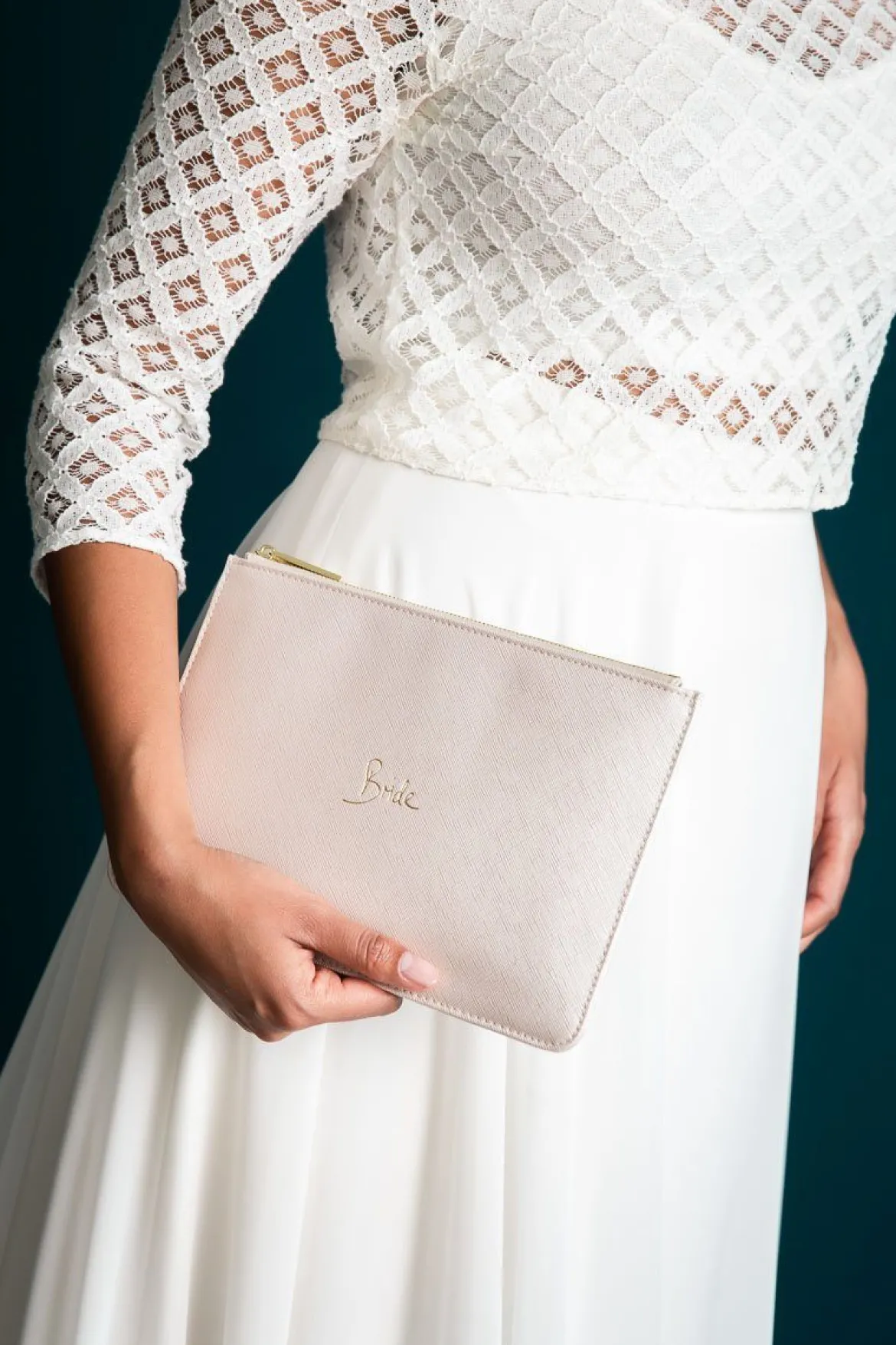 Pouch "Bride" in Metallic White – Katie Loxton