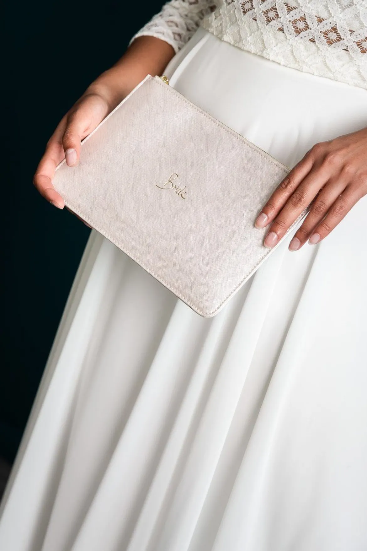 Pouch "Bride" in Metallic White – Katie Loxton