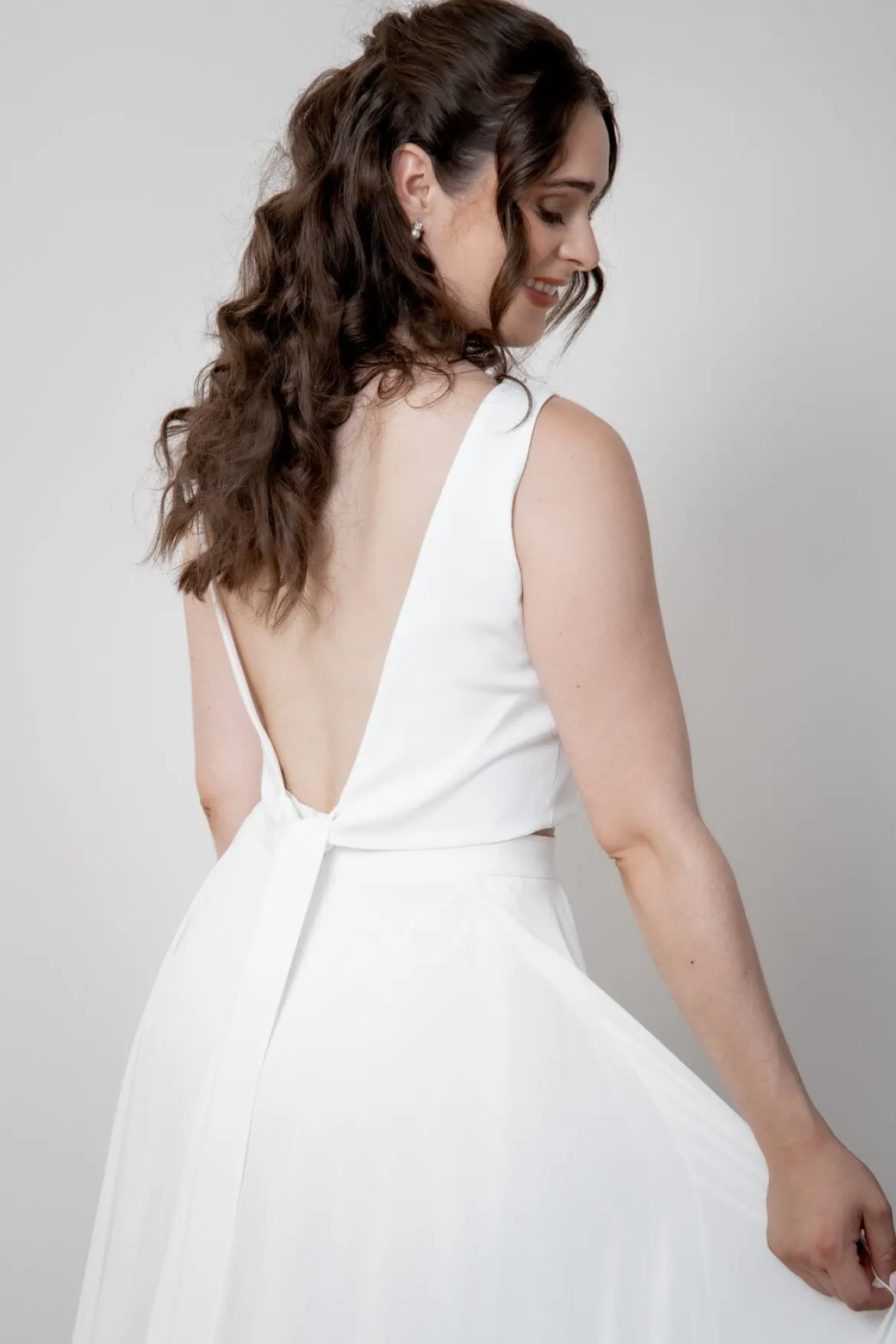 Rückenfreies Braut Top – Liza Ivory Eco noni