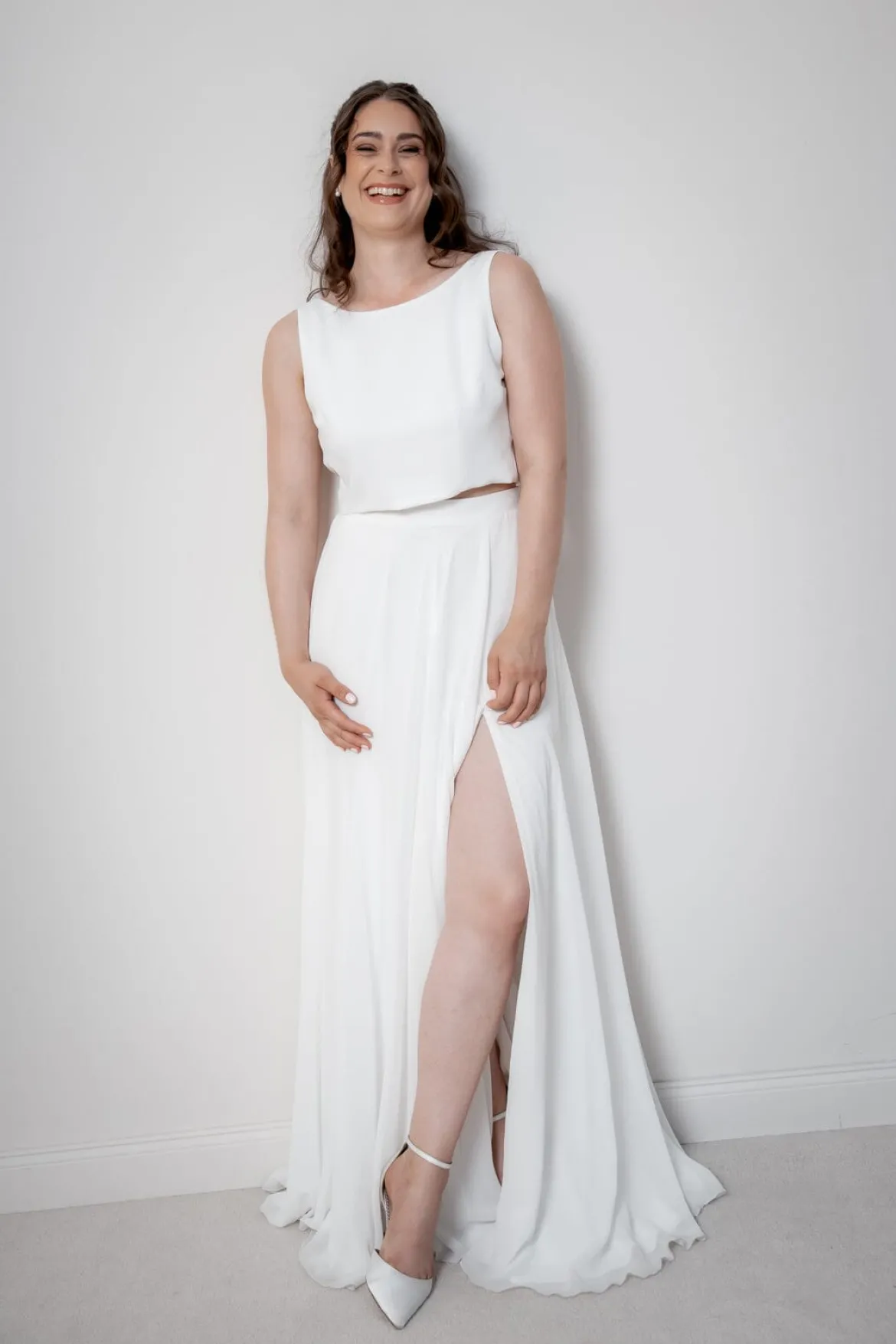 Rückenfreies Braut Top – Liza Ivory Eco noni