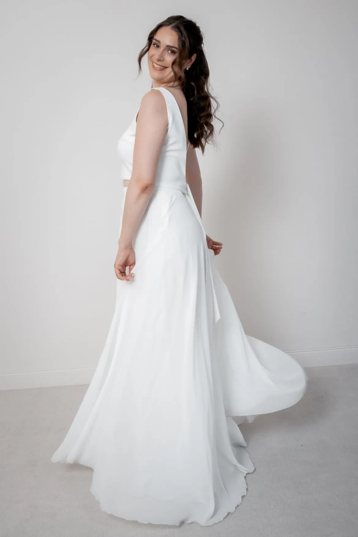 Rückenfreies Braut Top – Liza Ivory Eco noni