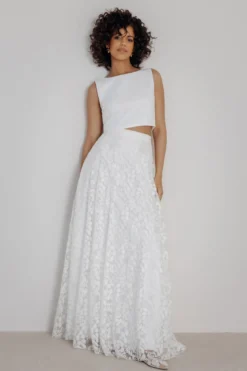 Rückenfreies Braut Top – Liza Ivory Eco noni