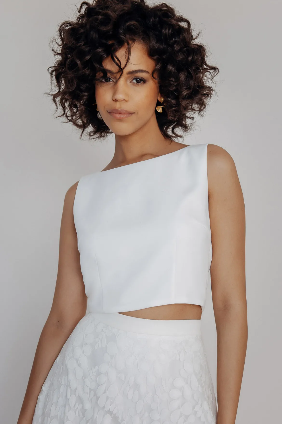 Rückenfreies Braut Top – Liza Ivory Eco noni