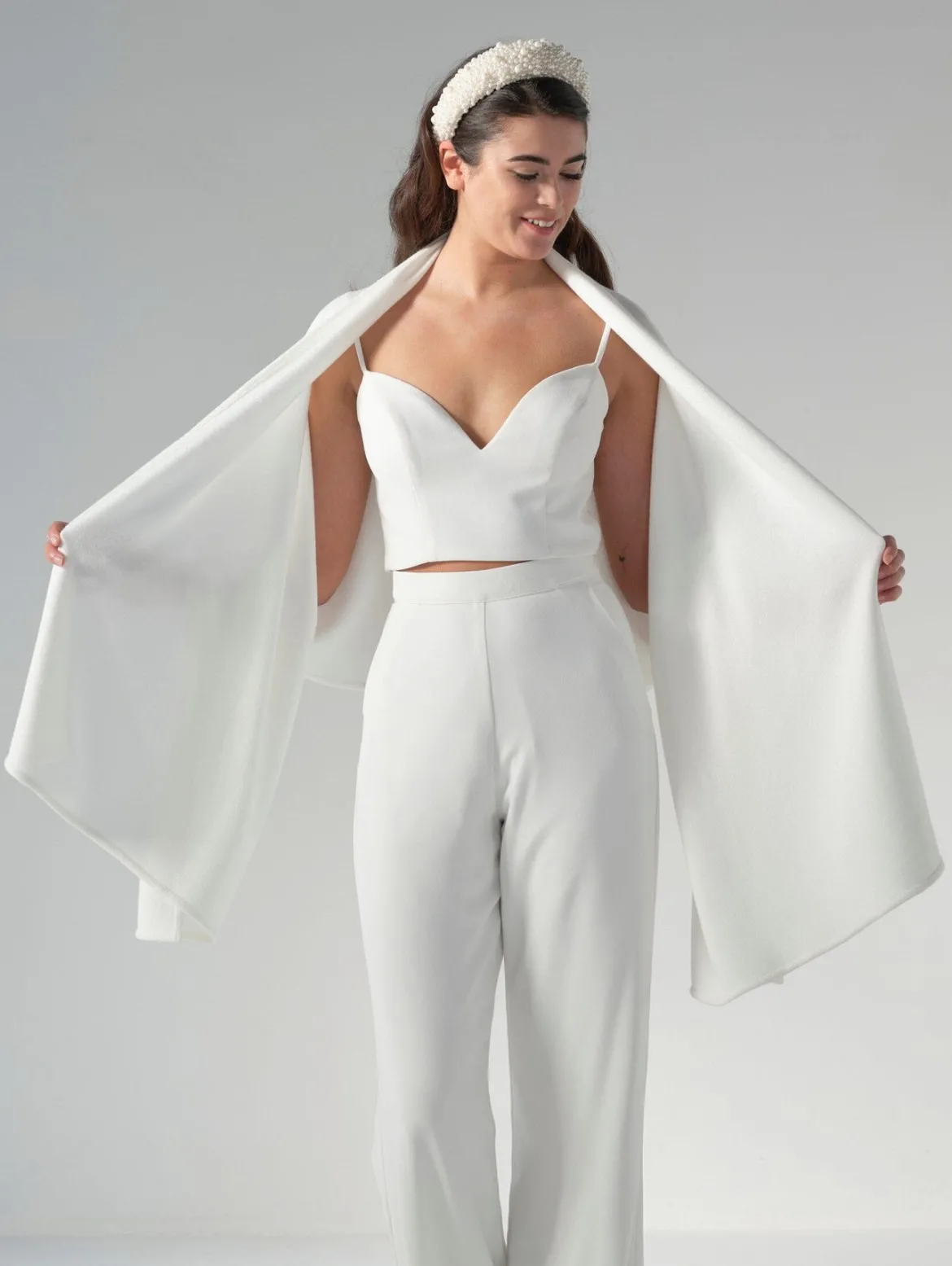 Schlichte Braut Stola in Ivory aus Strickmix