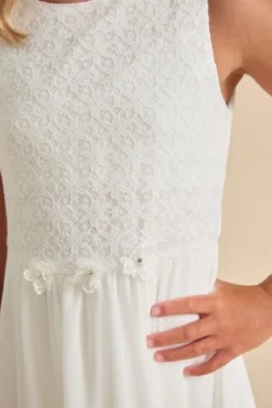 Schwingendes Kommunionkleid aus Chiffon und Spitze