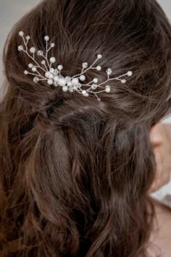 Silberfarbener Braut Haarkamm mit Perlen