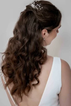 Silberfarbener Braut Haarkamm mit Perlen