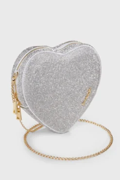 Tasche mit Glitzer-Riemen – Big Heart Bag Crystal Silver | Weat