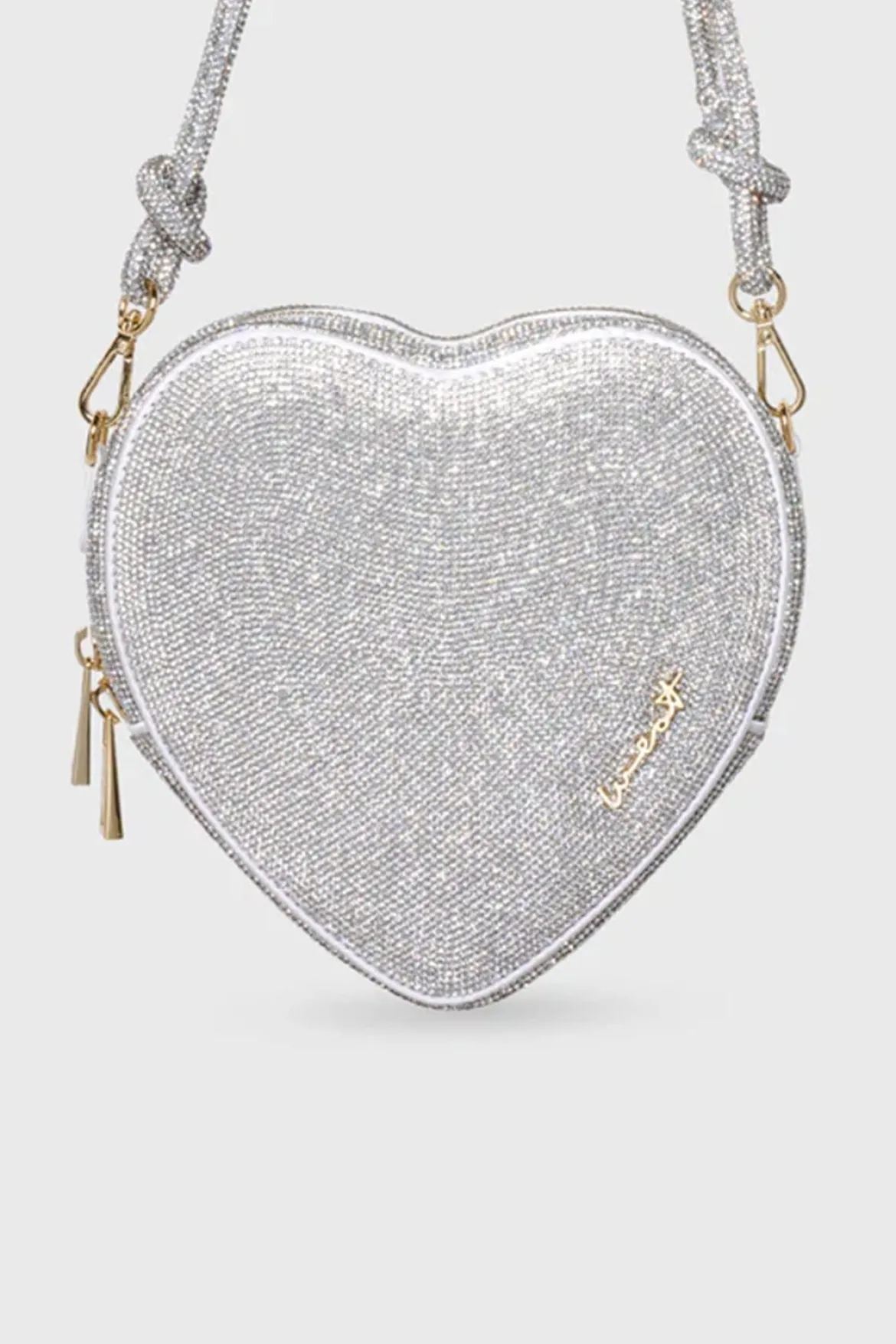 Tasche mit Glitzer-Riemen – Big Heart Bag Crystal Silver | Weat