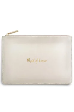 Vegane Clutch mit goldenem Schriftzug "Maid of honour" – Katie Loxton