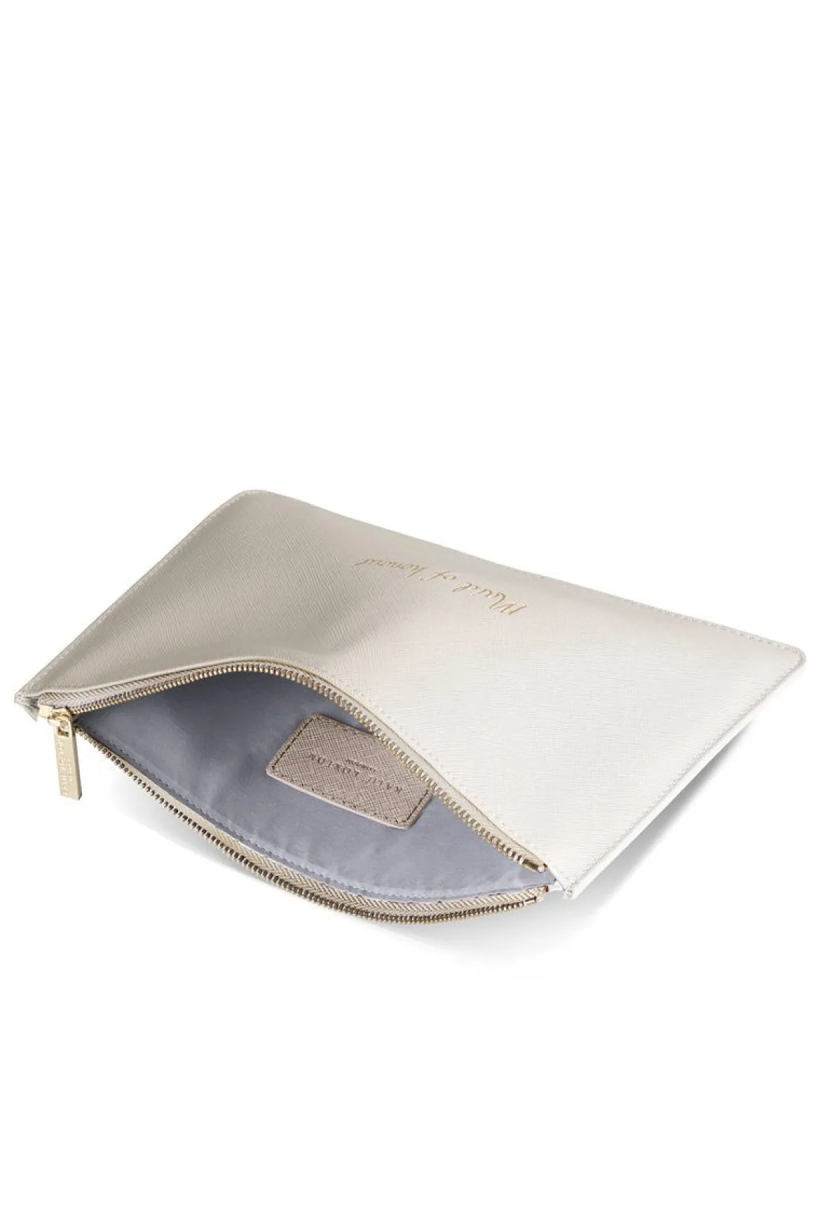 Vegane Clutch mit goldenem Schriftzug "Maid of honour" – Katie Loxton