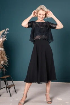 Wadenlanger Chiffonrock in Schwarz – Emmi Black noni